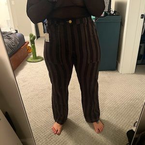 Big Bud Press Size Large Black Stripped Work Pants - Espresso